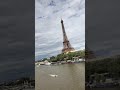 you can see the view of Eiffel tower with logo of olympics.