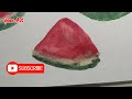 Painting A Whole Watermelon and Slices | Watercolor on Sketchbook | gene Art#artwork