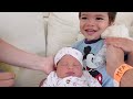 FIRST 24 HOURS WITH A NEWBORN AND TODDLER | Bringing Baby Home + Siblings Meet!