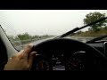 Mercedes C 180 under heavy rain