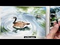 Watercolor Painting -Swimming Goose in the Lake- CA State Park-Tutorial Step by Step