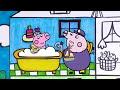 How to draw Peppa Pig Family House- Kitchen Bathroom Nursery and others- Art for kids