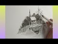 how to draw a beautiful landscape step by step /easy scenery drawing #charcoalpencildrawing