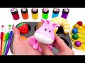 Satisfying Video l How To Make Rainbow Glitter Lollipop Candy FROM PlayDoh Slime Fruits ASMR