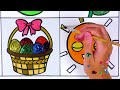 How to draw Easter- Surprise Egg Bunny Sun Flower and others- Glitter Art for kids