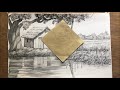 Landscape drawing in pencil | village scenery drawing | house drawing