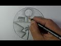 How to Draw Beautiful Scenery  | Natural scene with pencil  | Landscape drawing step by step