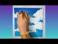 How to paint the most beautiful blue clouds ever (Acrylic painting)