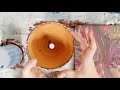 Functional fluid art - Acrylic pour on a terracotta pot. Gorgeous warm colors!
