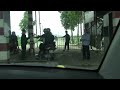 Crossing removable pontoon bridge in Vietnam