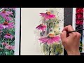 How to sketch watercolor flowers, loose echinacea