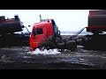 Heavy Off Road KAMAZ Trucks Across North Road in Winter❗