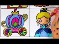 How to draw Princess Cinderella Story - Glitter painting for kids