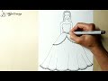 How to draw a girl with beautiful dress ||Barbie Drawing ||Easy girl drawing for beginners