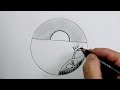 Easy Scenery Drawing Step By Step For Beginners | Circle Scenery Drawing