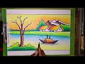 How to draw sunset drawing/How to draw sunset painting