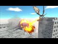 DRAGON on Wobbly Buildings vs ALL UNITS Dinosaurs Animal Revolt Battle Simulator