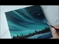 Easy acrylic painting for beginners | How to paint northern lights aurora painting on mini canvas