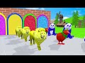 5 Giant Duck Cartoon, Cow, Elephant, Tiger, Paint Wild Animals Crossing Fountain Animation