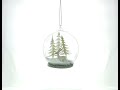 White Deer in Snow Globe with Glistening Snowflakes - Blown Glass Christmas Ornament (CC-1059)