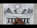 How to Draw Sunset Scenery with Pencil, Easy Pencil Drawing Tutorial