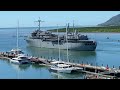 USS Emory S  Land departing Cairns Harbour (double speed).