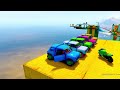 TRANSPORTING PIXAR CARS & FRUITS WITH COLORED & JOHN DEERE vs CLAAS vs TRACTORS - BeamNG.drive