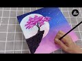 Vẽ đêm trăng - Moonlight night painting | Acrylic painting | AliNice Channel