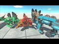 Robot T-Rex vs Robot Spino vs Robot Therizino vs Robot Triceratops - Animal Revolt Battle Simulator