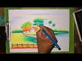 Beautiful village drawing for beginners/Beautiful village drawing easy