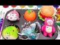 Oddly Satisfying l 6 Colors Slime Balls FROM Rainbow Lollipop Candy Stars Glossy IN Pan Cutting ASMR