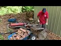 Splitting/stacking bone dry & green apple firewood rounds