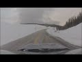 Snow drifts on the road in Duck Creek, Utah