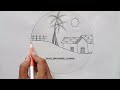 A VERY BEAUTIFUL CIRCLE SCENERY DRAWING STEP BY STEP | SHAH DRAWING COURSE
