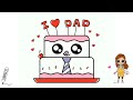 How to Draw a Simple Cute Cake for Dad, Father's day Drawings