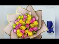 DIY | How to Make a Bouquet of Tulips With Satin Ribbons Easy | Wrapping a Round Flower Bouquet