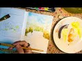 A sun-kissed cottage in the countryside | Watercolor in real time