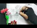 Flower Drawing Designs🌼Very Easy || How To Draw Simple🌸Flower || Corner Design ||  Flower Embroidery