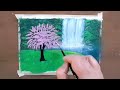 Como pintar uma bela paisagem com cachoeira / Papel aquarela #paisagem #cachoeira #acrilic painting