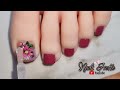 DISEÑO DE UÑAS PIE FLORES | DECORACIÓN DE UÑAS FÁCIL Y SENCILLAS | UÑAS DECORADAS A MANO ALZADA