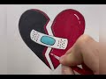 How to draw a Broken Heart 💔 - Really Easy Drawing - Artistomg