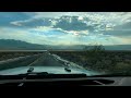 California Death Valley CA-190 road flash flood passing on Jeep Wrangler 4x4