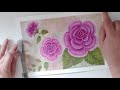 Pintura de flores camélia / Acrílica em papel aquarela