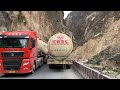 Driving through the precipitous Grand Canyon, a road that scares truck drivers - Tibet, China - 4K