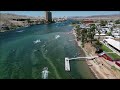 Colorado River at Laughlin/Bullhead City, busy weekend, aerial video