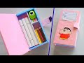 How to make a cardboard pencil box |DIY cardboard pencil box idea/Easy Origami box tutorial/shinchan
