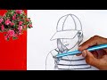 How to draw a girl with cap | Girl drawing easy step by step | Beautiful girl drawing for beginners