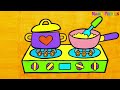 Stove Drawing, Painting and Coloring for Kids, Toddlers | Let's Draw, Paint Together #267