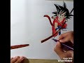 Drawing 3D illusion Kid Goku Stabbing hand