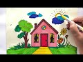 VERY EASY HOUSE SCENERY DRAWING FOR KIDS || Easy Drawing House with Garden  || Scenery Drawing